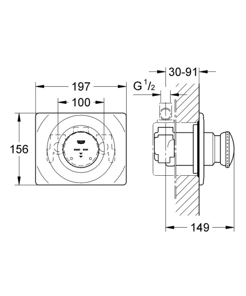 GROHE CONTROMIX SURF samozamykająca bateria prysznicowa, DN 15- 36121000