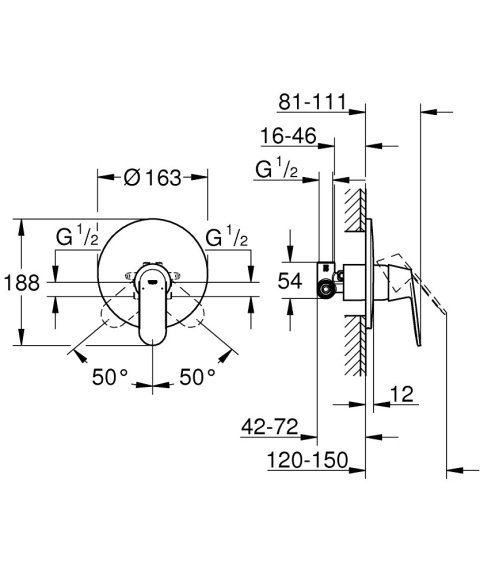 GROHE EUROSMART COSMOPOLITAN jednouchwytowa bateria prysznicowa- 32880000