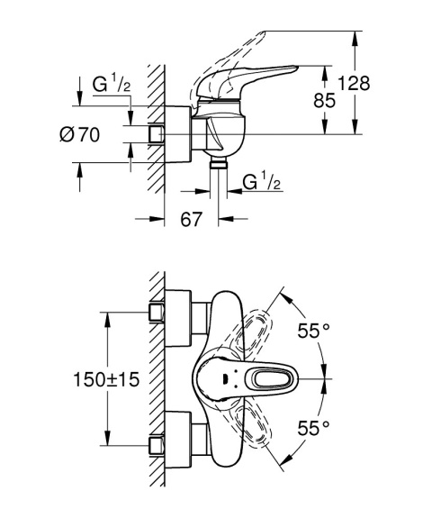 GROHE EUROSTYLE jednouchwytowa bateria prysznicowa- 33590LS3