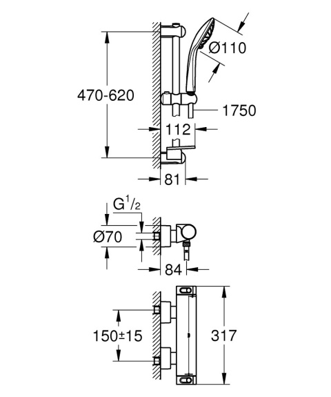 GROHE GROHTHERM 2000 bateria prysznicowa z termostatem, DN 15- 34195001