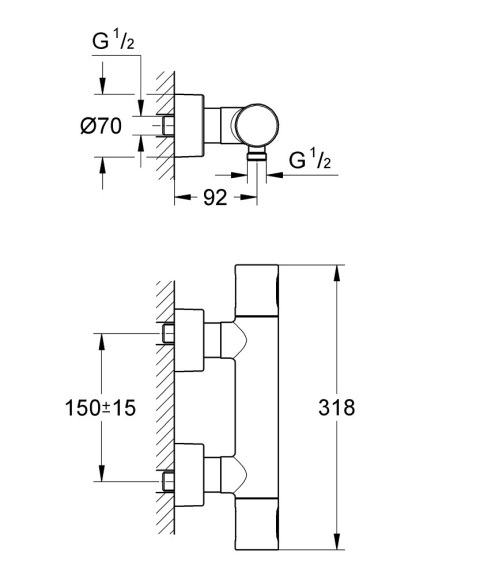 GROHE GROHTHERM 3000 COSMOPOLITAN bateria prysznicowa z termostatem, DN 15- 34274000