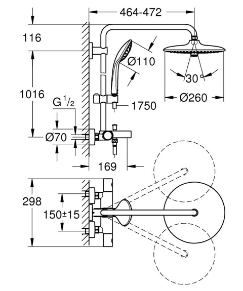 GROHE EUPHORIA SYSTEM 260 system wannowo-prysznicowy z termostatem- 26114001