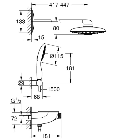 GROHE RAINSHOWER SYSTEM SMARTCONTROL 360 DUO podtynkowy zestaw prysznicowy z termostatem- 26443LS0