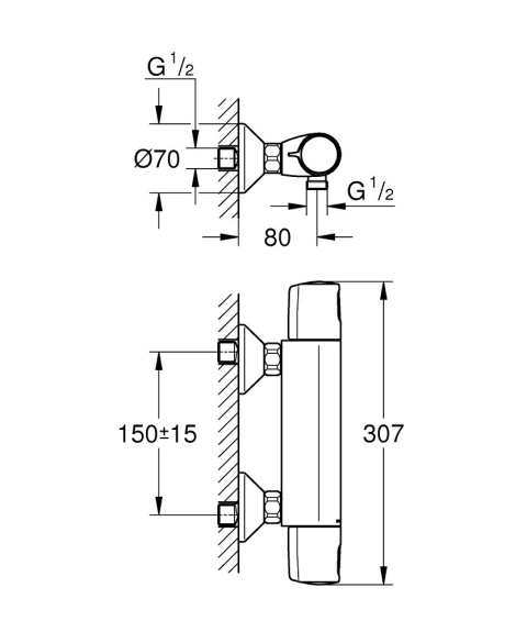 GROHE PRECISION TREND bateria prysznicowa z termostatem , DN 15- 34229002