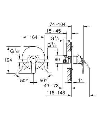 GROHE START jednouchwytowa bateria prysznicowa- 32590001