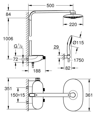 GROHE RAINSHOWER SYSTEM SMARTCONTROL 360 DUO prysznicowy z termostatem- 26250LS0