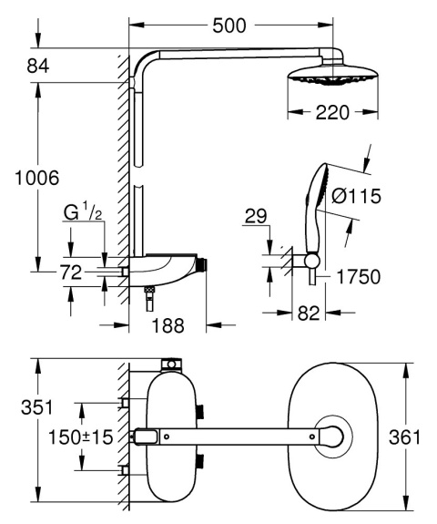 GROHE RAINSHOWER SYSTEM SMARTCONTROL 360 DUO prysznicowy z termostatem- 26250LS0