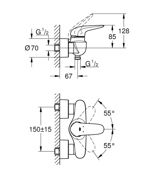 GROHE WAVE jednouchwytowa bateria prysznicowa- 32287001