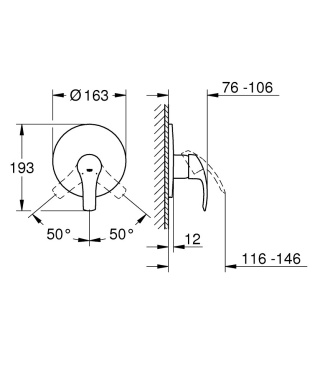 GROHE EUROSMART jednouchwytowa bateria prysznicowa- 19451002