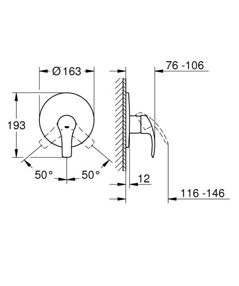 GROHE EUROSMART jednouchwytowa bateria prysznicowa- 19451002