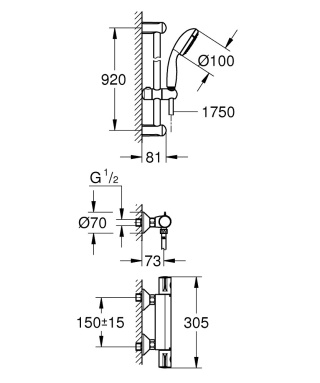 GROHE GROHTHERM 800 bateria prysznicowa z termostatem, DN 15- 34566001