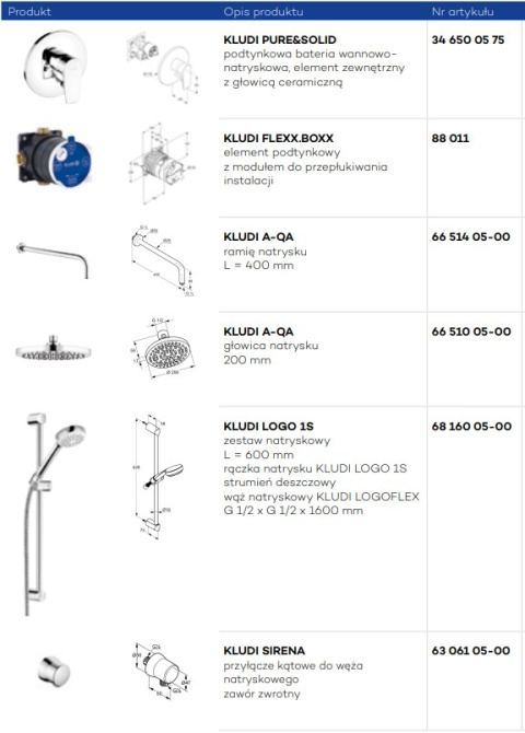 KLUDI PURE&SOLID zestaw nr 3