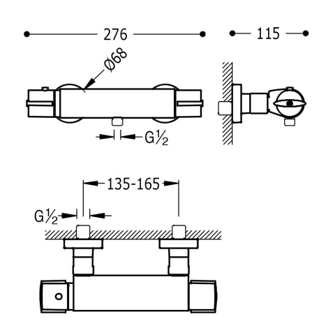 TRES TRESMOSTATIC Bateria termostatyczna natryskowa LEX/ALPLUS- 181164