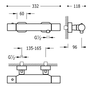 TRES TRESMOSTATIC Bateria termostatyczna natryskowa- 20016401