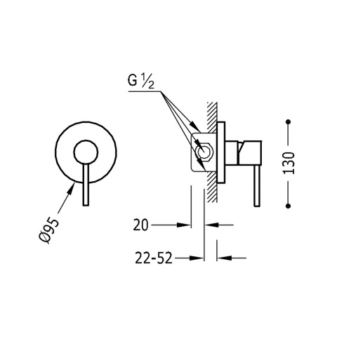 TRES STUDY-TRES Jednouchwytowa bateria podtynkowa (1-drożna)- 26217790