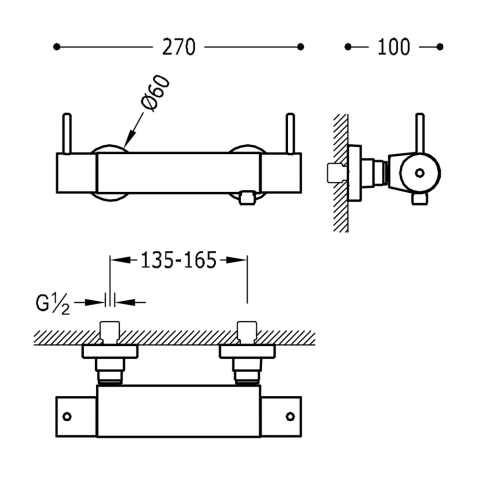 TRES TRESMOSTATIC Bateria termostatyczna natryskowa- 09026401