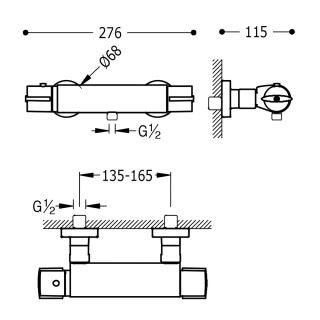 TRES TRESMOSTATIC Bateria termostatyczna natryskowa LEX/ALPLUS- 181164