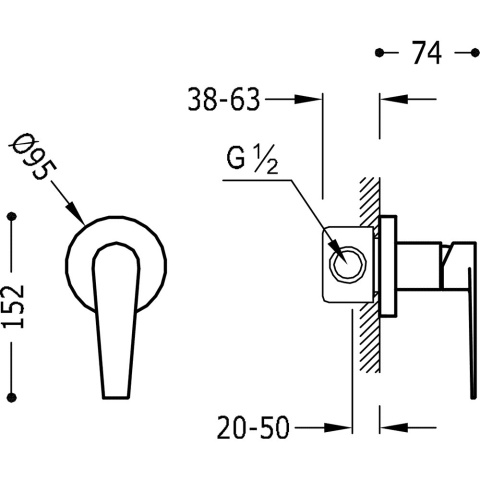 TRES CLASS-TRES Jednouchwytowa bateria podtynkowa (1-drożna)- 20517701