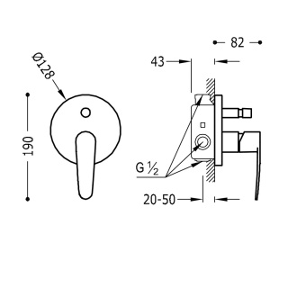 TRES FLAT-TRES Jednouchwytowa bateria podtynkowa (2-drożna)- 20418001