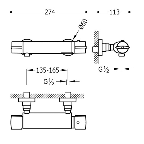 TRES TRESMOSTATIC Bateria termostatyczna natryskowa FLAT- 20419601