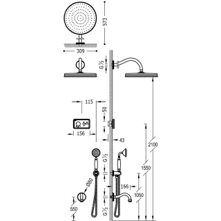 TRES SHOWER TECHNOLOGY Podtynkowy termostatyczny elektroniczny zestaw prysznicowy SHOWER TECHNOLOGY "- 09226301