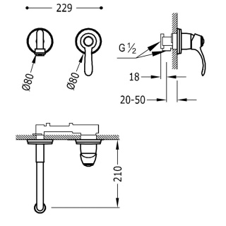 TRES TRES-CLASIC MNDO. LAVABO MURAL- 24220001LM