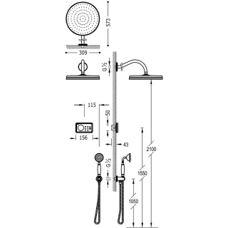 TRES SHOWER TECHNOLOGY Podtynkowy termostatyczny elektroniczny zestaw prysznicowy SHOWER TECHNOLOGY "- 09226201