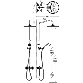 TRES TRES-CLASIC COLOR BIMANDO DUCHA 2 SAL. BARRA TELESCOPICA- 24219101LM