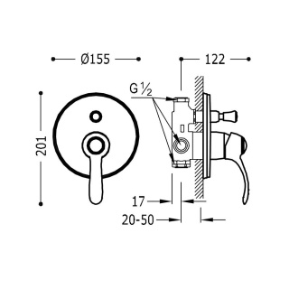 TRES TRES-CLASIC Jednouchwytowa bateria podtynkowa (2-drożna)- 24218001OR