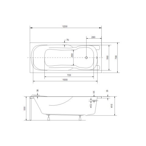 BESCO MAJKA NOVA wanna prostokątna 120x70cm #WAM-120-PK