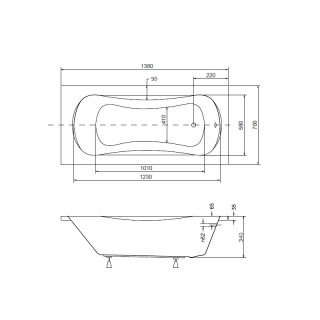 BESCO ARIA PROSAFE wanna prostokątna 140x70cm #WAA-140-PS