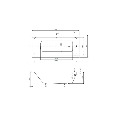 BESCO MODERN wanna prostokątna 130x70cm #MODERN WANNA 130x70