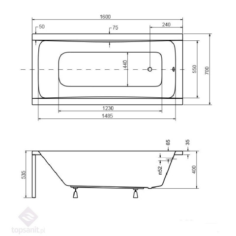 BESCO OPTIMA PREMIUM wanna prostokątna 160x70cm #WAO-160-PKP