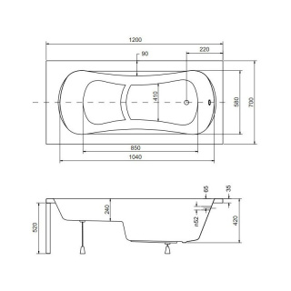 BESCO ARIA REHAB wanna prostokątna 120x70cm #WAR-120-PA