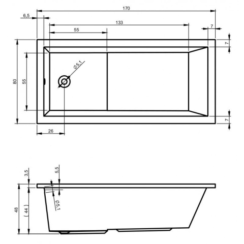 RIHO LUSSO PLUS wanna prostokątna 170x80cm- BA12