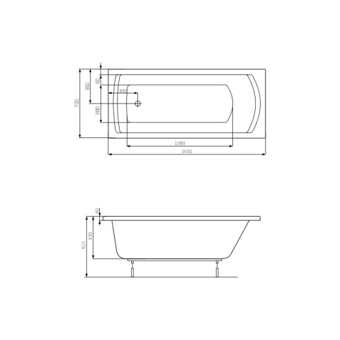 ROCA LINEA prostkątna wanna akrylowa 160x70cm- A24T018000