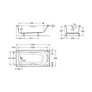 ROCA BECOOL wanna z uchwytami 180x80cm- A248015001