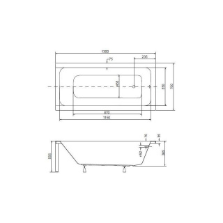 BESCO PLUS ARIA wanna prostokątna 130x70cm #WAA-130-PU