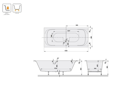 SANPLAST WPdo/BASIC+STW wanna 180x80cm 610-450-0280-01-000