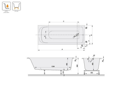 SANPLAST WP/BASIC+STW wanna 150x70cm 610-450-0040-01-000