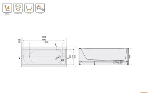 SANPLAST WP-kpl/PR+SP wanna 170x75cm 610-070-0170-01-000