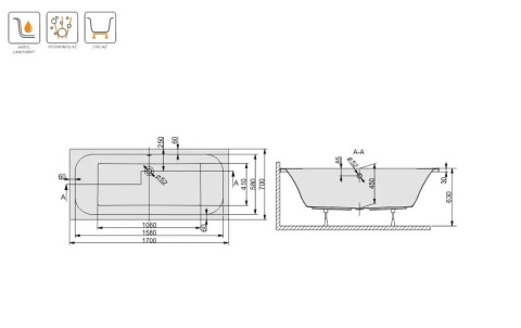 SANPLAST WPdo/FREE+STW wanna 170x70cm 610-040-0060-01-000