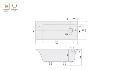 SANPLAST WPsp/SPACE+STW wanna 75x170cm 610-100-0171-01-000