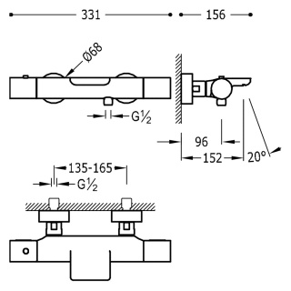 TRES TRESMOSTATIC Bateria termostatyczna wannowa MAX/CLASS- 06117201