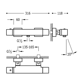 TRES TRESMOSTATIC Bateria termostatyczna wannowa CUADRO- 107174