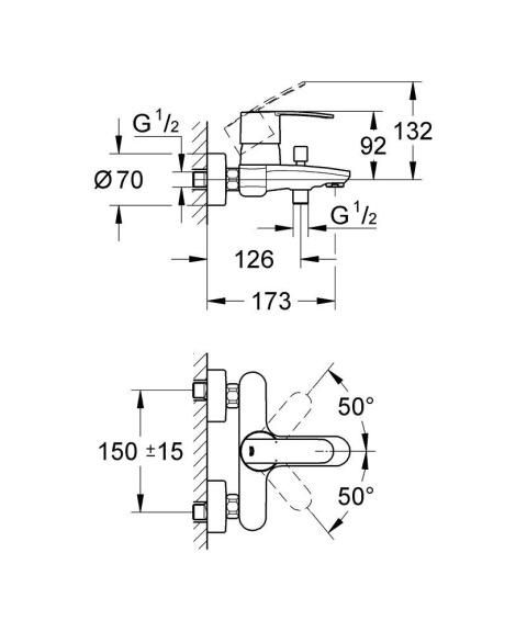 GROHE WAVE COSMOPOLITAN jednouchwytowa bateria wannowa- 23209000