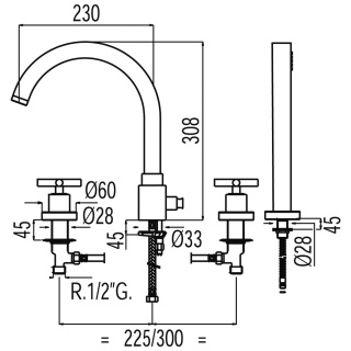 TRES BIMAX-TRES Bateria wannowa czterootworowa- 163145