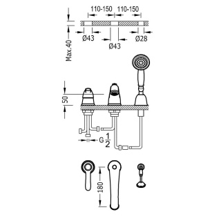 TRES TRES-CLASIC Bateria wannowa trzyotworowa- 24214501OR