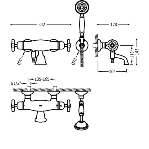 TRES TRES-CLASIC Bateria termostatyczna wannowa- 24217409