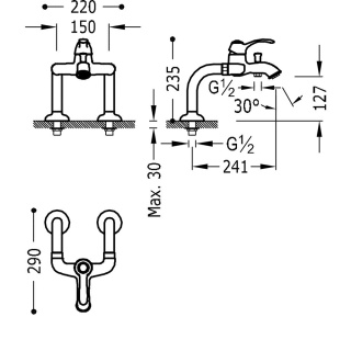 TRES TRES-CLASIC Bateria wannowa trzyotworowa- 24219401LV